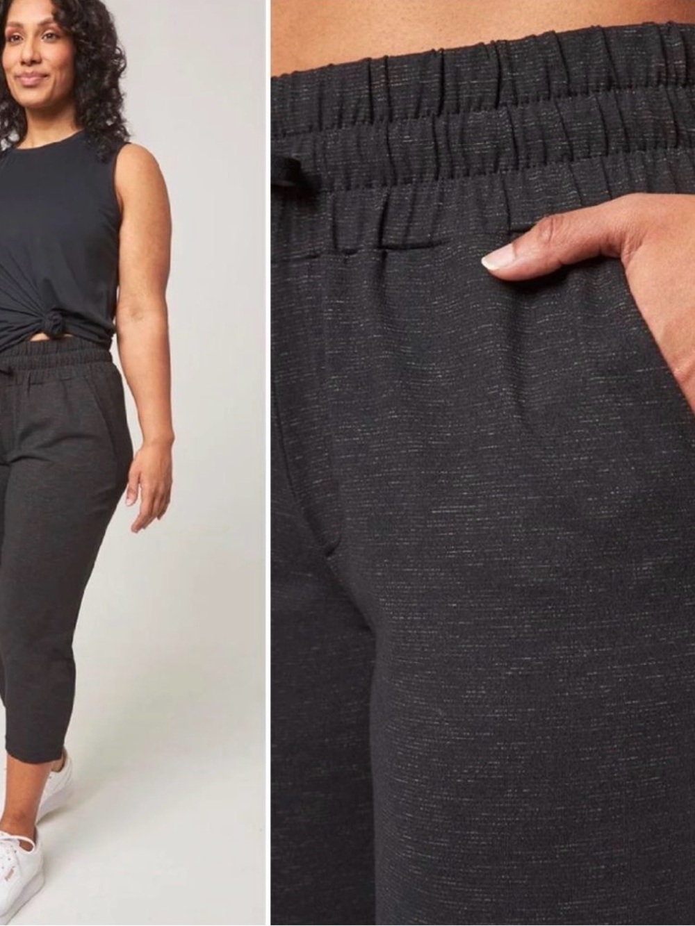 Mondetta Black  High Waist Knit Capri Classic Jogger Large NWOT